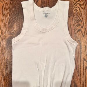 White Ribbed Tank Top
